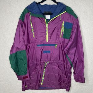 Y2K Gerry Windbreaker Jacket Men Medium Purple Athletic Anorak Retro Pullover